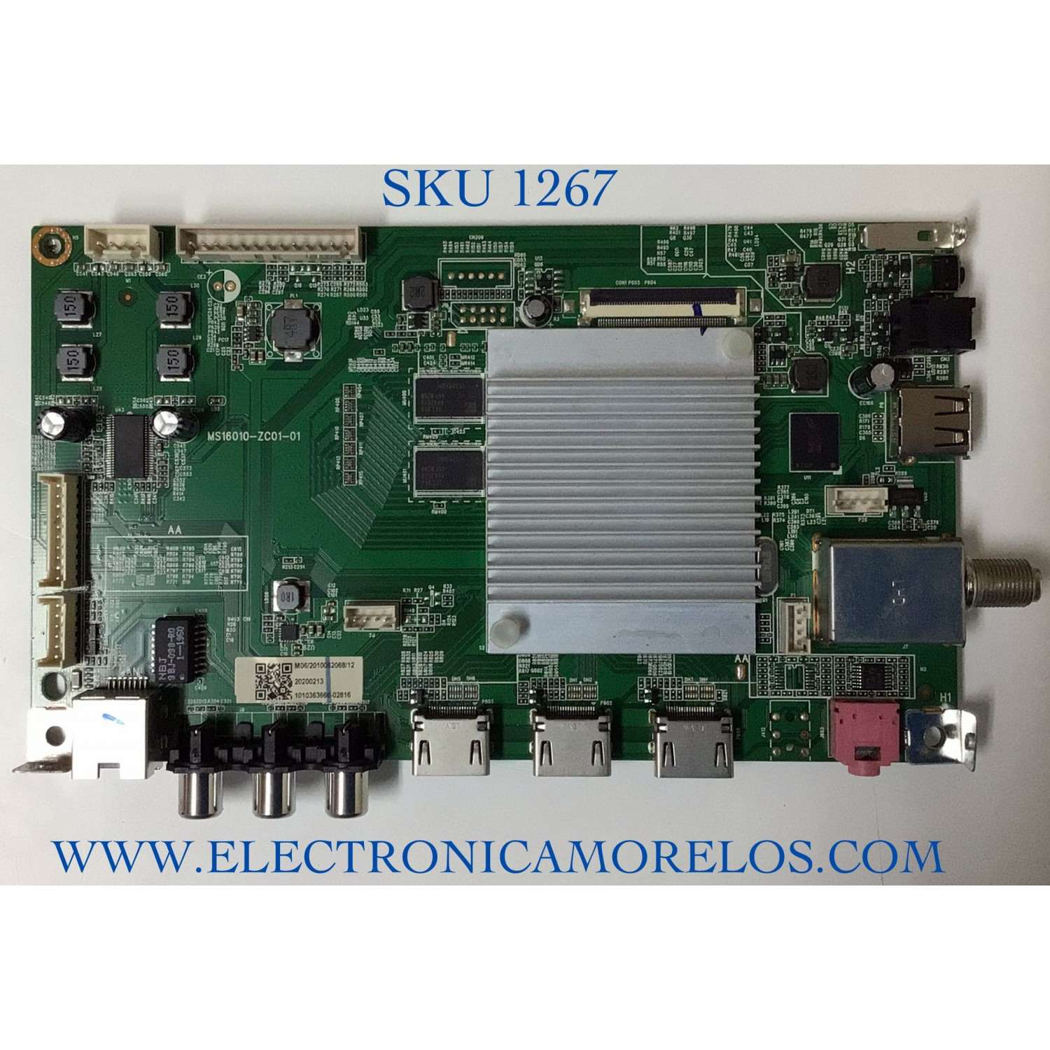 MAIN PARA TV WESTINGHOUSE NUMERO DE PARTE MS16010-ZC01-01 / E022M394-01 / E168066 / PANEL LC546PU2L03 / MODELO WR55UT4009 ((NOTA IMPORTANTE:CHECAR QUE EL PANEL Y MODELO CORRESPONDA CON SU TELEVISION...))